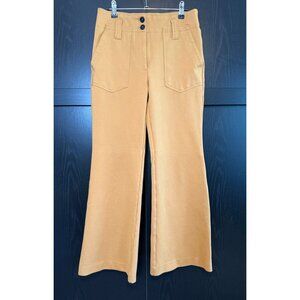 Maeve Anthropologie Tan Flare Leg Utility Pockets Boho Pants Size 4 Retro Career